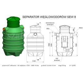 Separator węglowodorów olei SZAKK SEW 8l/s